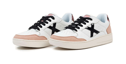 SNEAKERS LEGIT 98 IN PELLE BIANCA CON DETTAGLI ROSA E NERI